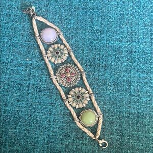 37. Lucky Brand Silver Bracelet with Green and Purple Accents